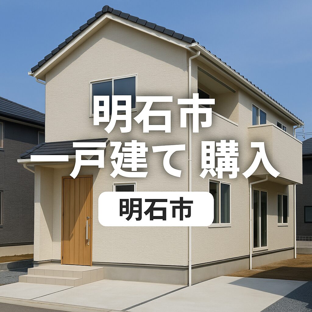 明石市で一戸建てを購入するなら 明石市で一戸建て住宅を購入する際のイメージ画像。新築の住宅が並ぶ閑静な住宅街の様子