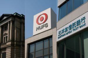 住宅ローン固定金利の上昇 の動向を解説する記事内のリッチメディア画像都市銀行の本店外観を並べた写真コラージュ。