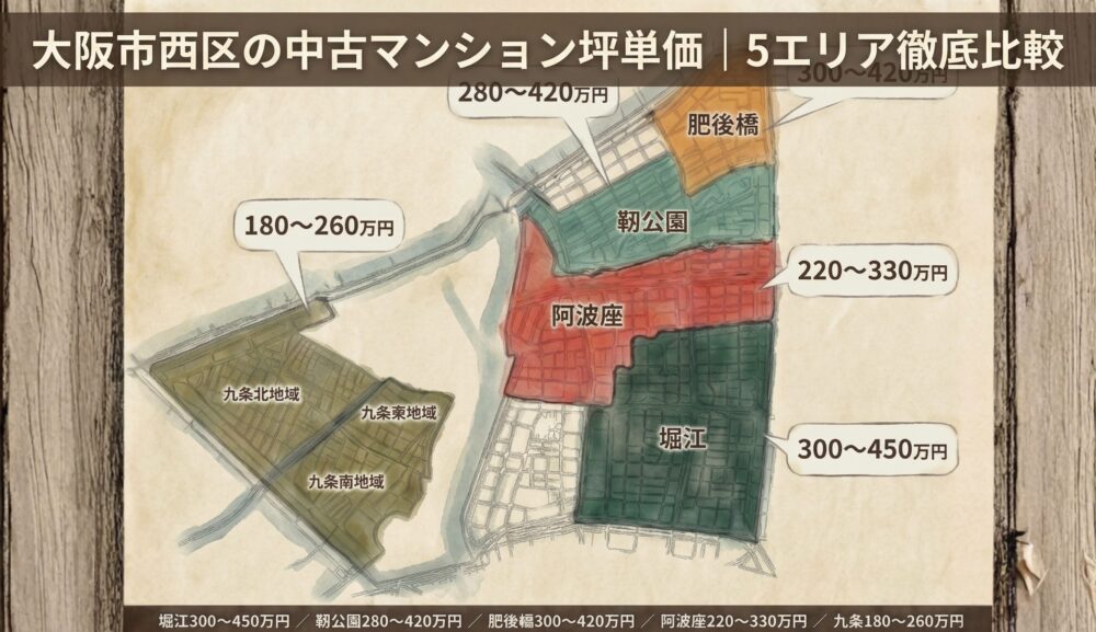 大阪市西区の中古マンション坪単価｜5エリア徹底比較