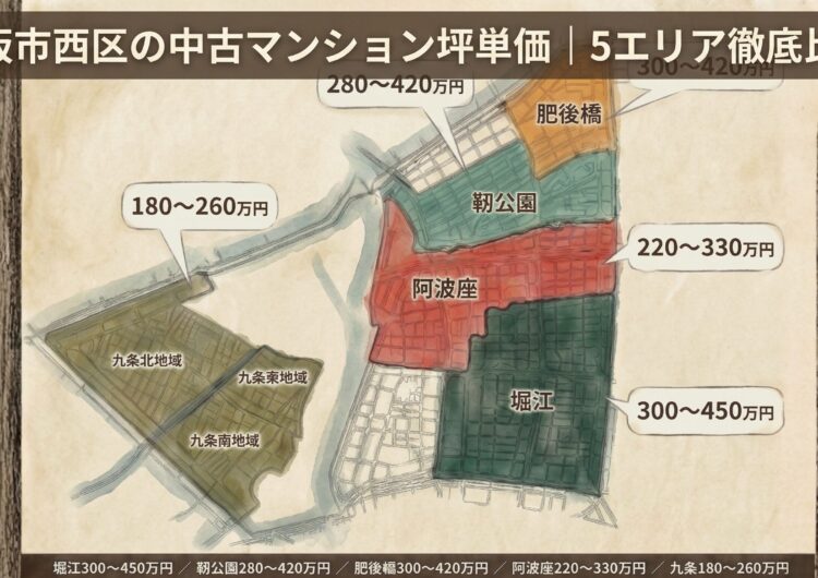 大阪市西区の中古マンション坪単価｜5エリア徹底比較